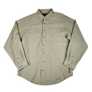 ExOfficio Shirt Mens XL Long Sleeve Button Down Micro Check Olive Green Hiking